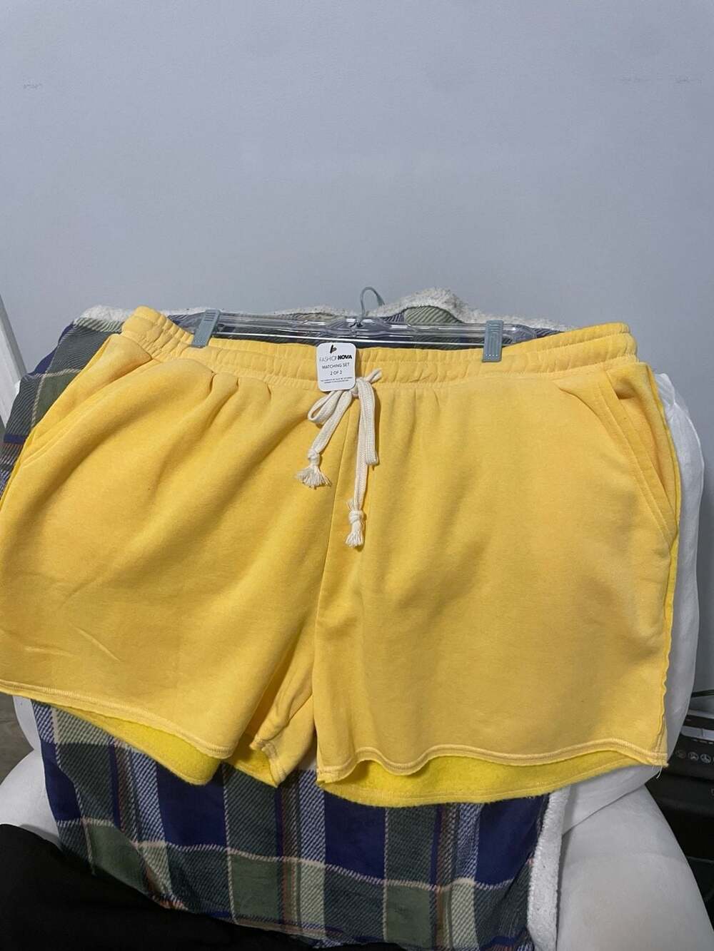 Fashion Nova Yellow Drawstring Sweat Shorts Size 2X